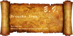 Broszka Irma névjegykártya